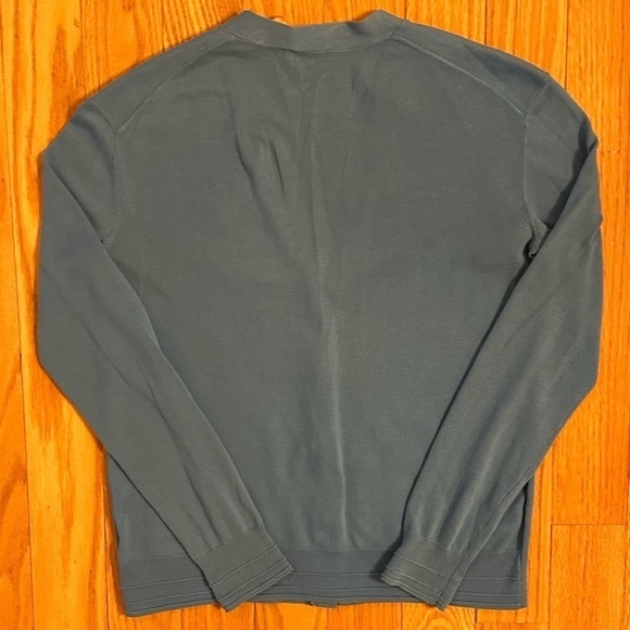 Tory Burch Color Block Solid Light Blue Cardigan Sweater Logo Buttons Sz XS - Picture 5 of 9